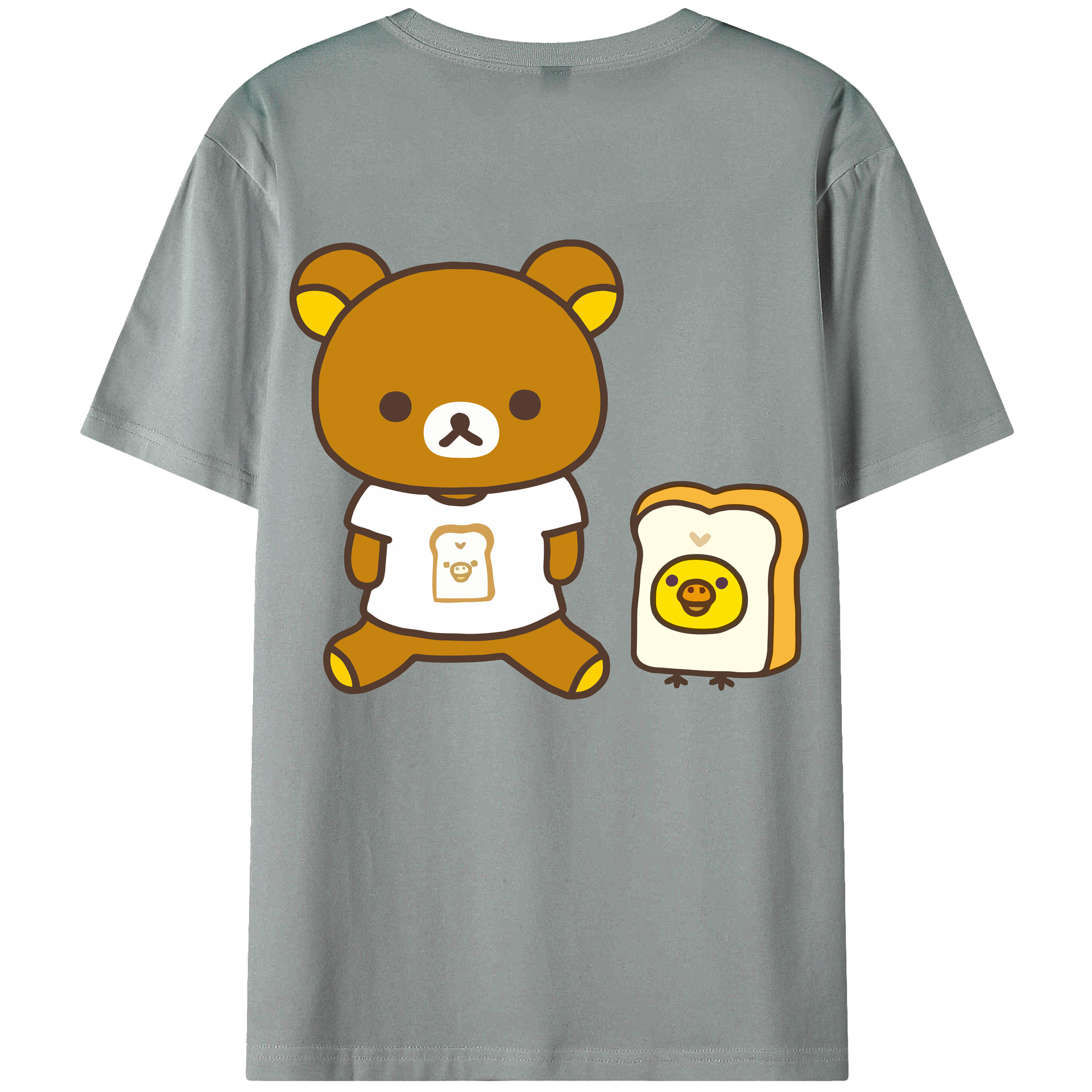（画像用） リラックマ リラックマ キイロイトリ Rilakkuma Korilakkuma Kiiroitori 綿100％ メンズ半袖Tシャツ（バックプリント） 通気性